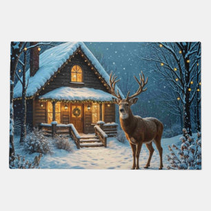 Big Buck's Snowy Christmas Visit Doormat