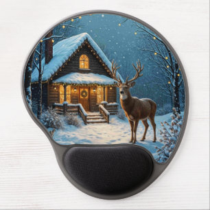 Big Buck's Snowy Christmas Visit Gel Mouse Pad