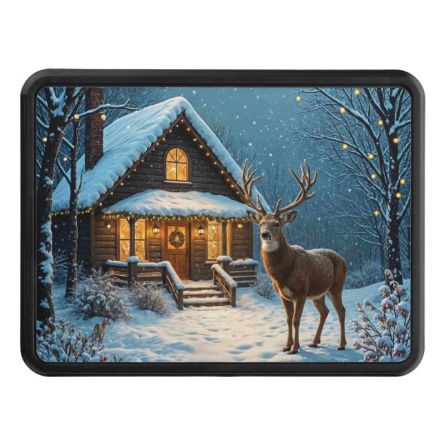  Big Buck's Snowy Christmas Visit Hitch Cover (Front)