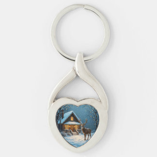 Big Buck's Snowy Christmas Visit Keychain
