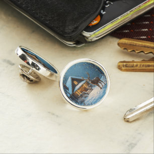  Big Buck's Snowy Christmas Visit Lapel Pin