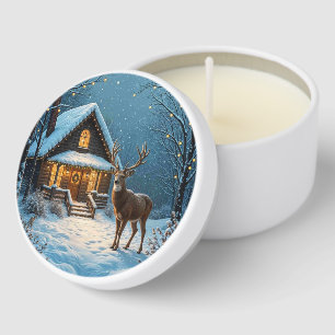 Big Buck's Snowy Christmas Visit Mini Candle Favors