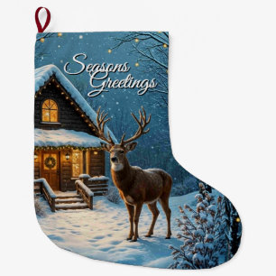  Big Buck's Snowy Christmas Visit Personal  Large Christmas Stocking