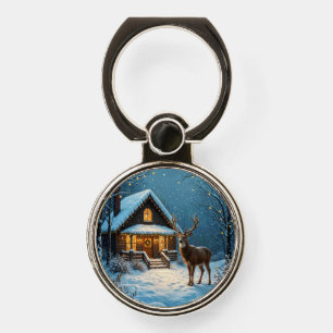 Big Buck's Snowy Christmas Visit Phone Ring Stand