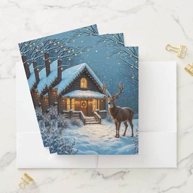  Big Buck's Snowy Christmas Visit Pocket Folder (In Situ)