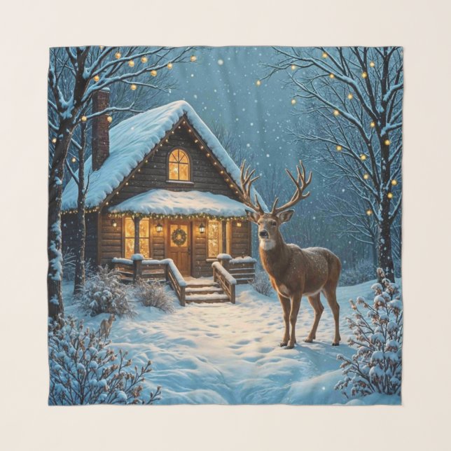  Big Buck's Snowy Christmas Visit Scarf (Front)