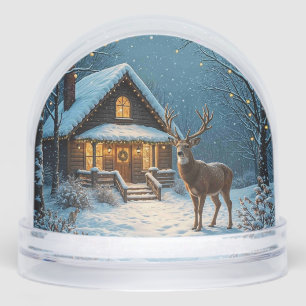 Big Buck's Snowy Christmas Visit Snow Globe