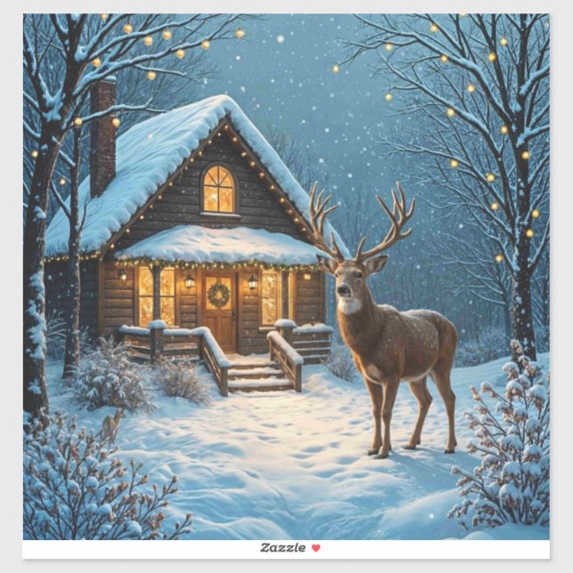  Big Buck's Snowy Christmas Visit Sticker (Sheet)