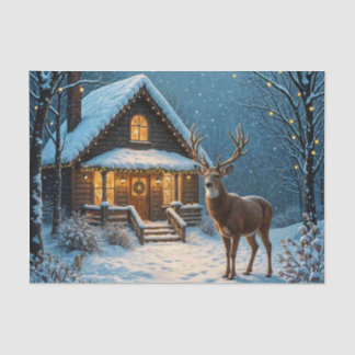  Big Buck's Snowy Christmas Visit Tissue Paper