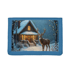 Big Buck's Snowy Christmas Visit Tri-fold Wallet