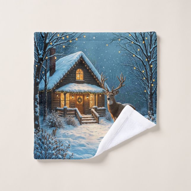  Big Buck's Snowy Christmas Visit Wash Cloth (Wash Cloth)