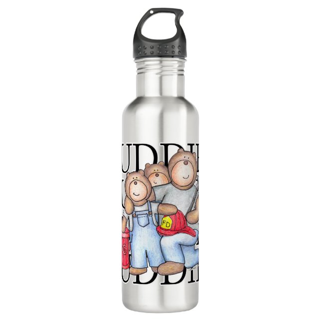Big Buddy Little Buddy Firefighter Stainless Steel Water Bottle (Front)