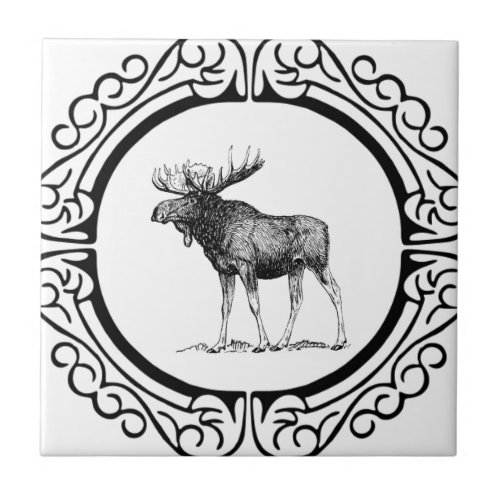 big bull moose art ceramic tile