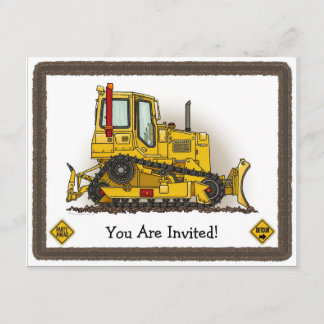 Big Bulldozer Dozer Kids Party Invitation
