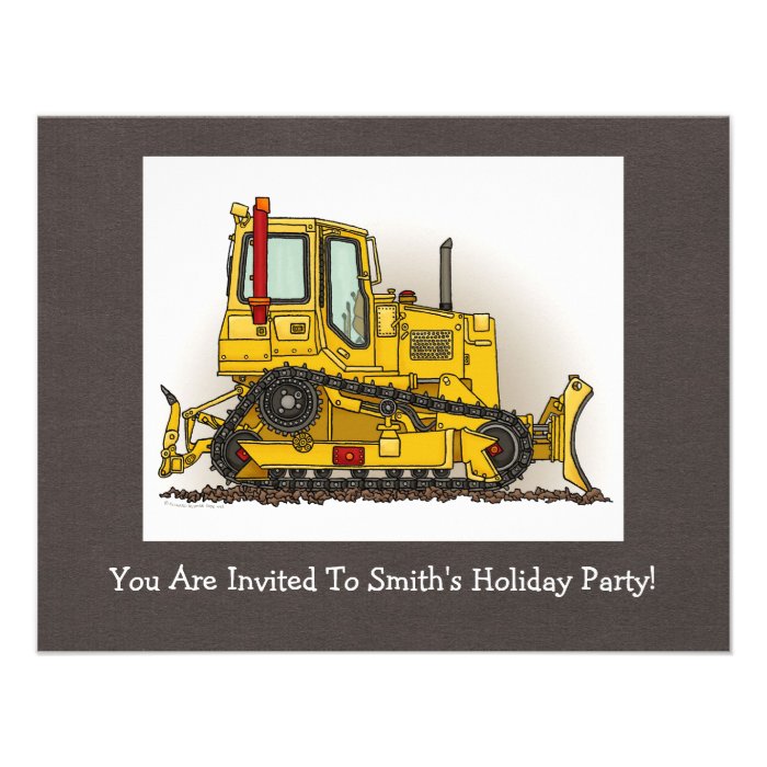 Big Bulldozer Dozer Personalized Invite