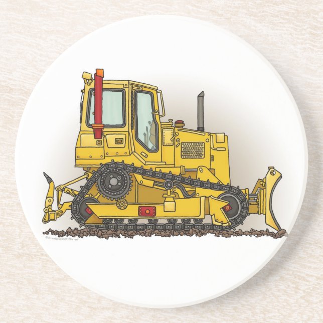 Big Bulldozer Dozer Sandstone Coaster (Front)