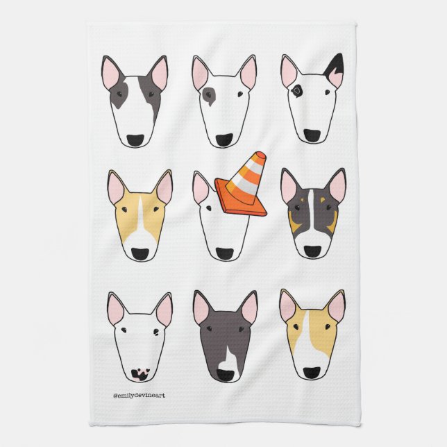 Big Bully (9 dog design) Tea Towel Dish Cloth (Vertical)