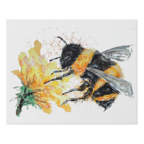 Big Bumble Bee collecting Pollen Faux Canvas Print