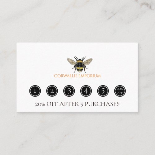 Big Bumble Bee Honey Products Apiary Beekeeper Loyalty Card