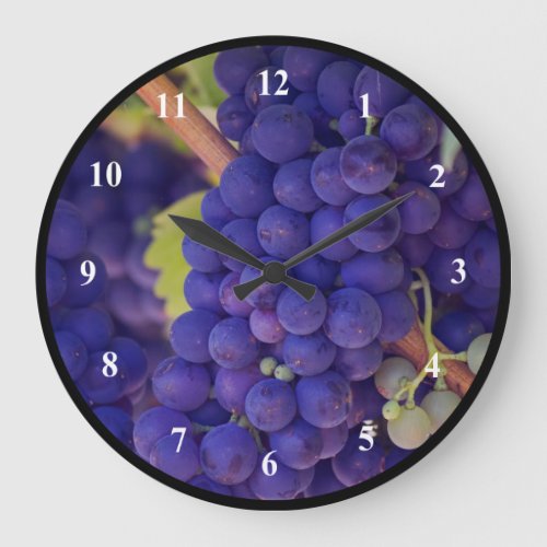 Big Bunch of Juicy Purple Grapes Large Clock