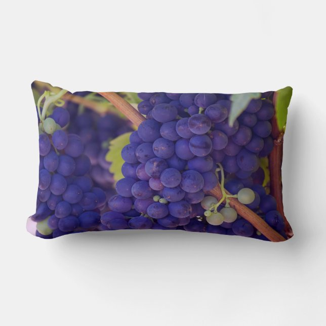 Big Bunch of Juicy Purple Grapes Lumbar Pillow (Front)