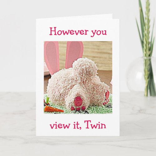 BIG BUNNY BUTT  BIG EASTER WISH FOR YOU TWIN HOLIDAY CARD