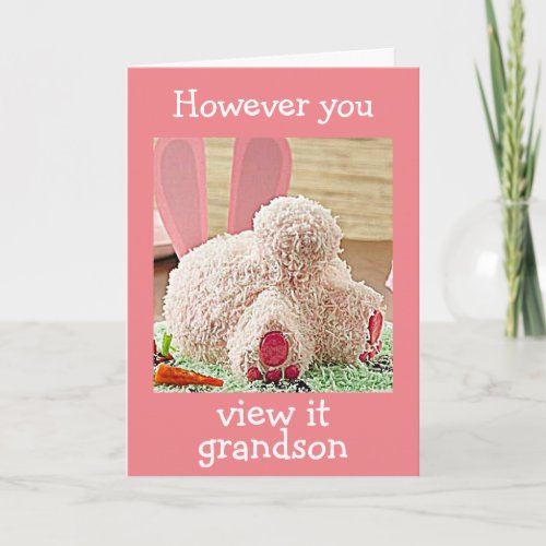 BIG BUNNY BUTT EASTER GREETING GRANDSON EASTER  HOLIDAY CARD