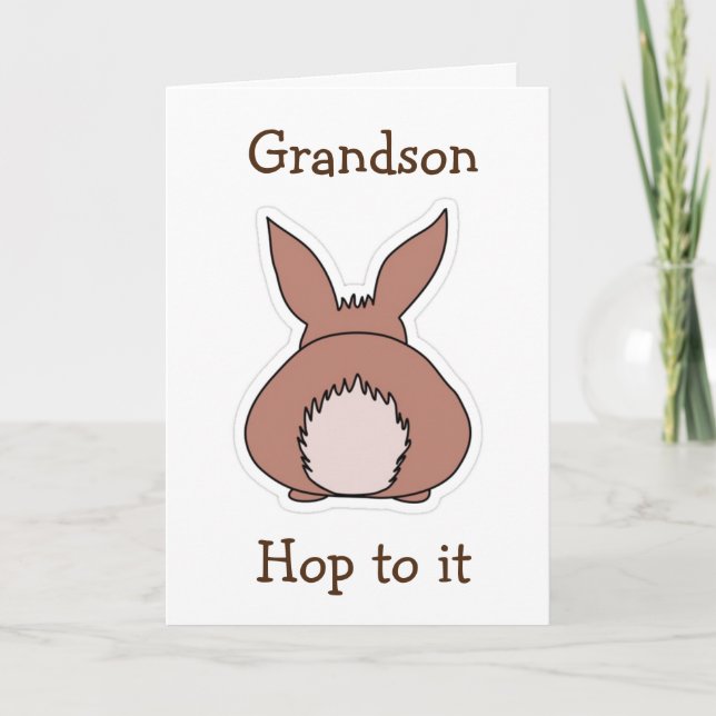 BIG BUNNY BUTT EASTER GREETING "GRANDSON" EASTER   HOLIDAY CARD (Front)