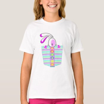 Big Bunny Pastel Colored Easter Pocket T-shirt by DanceswithCats at Zazzle