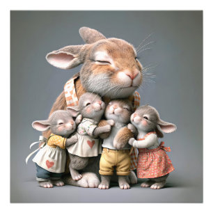 Big Bunny With Babies Photo Print