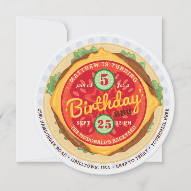 Big Burger Birthday Invitation (Front)