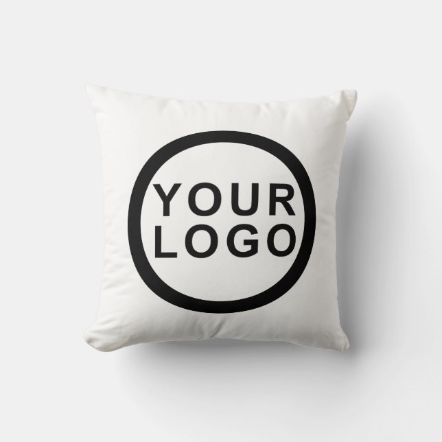 Big Business Company Logo Promotional Brand White Throw Pillow (Front)