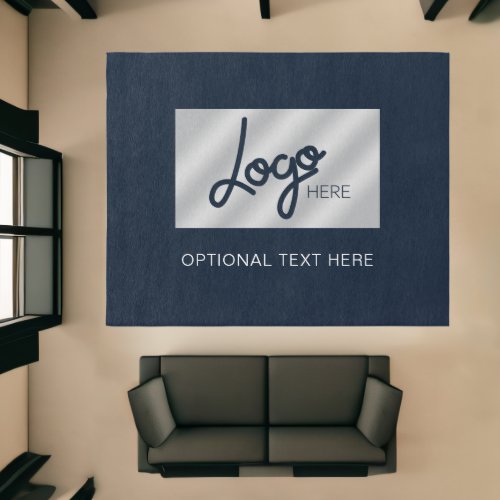 Big Business Logo Modern Minimalist Navy Blue Rug