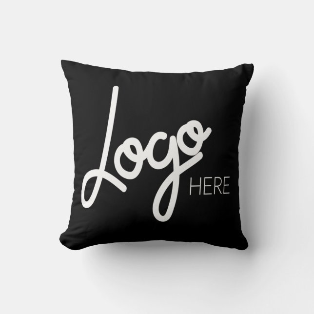 Big Business Logo Promotional Brand Black Throw Pillow (Front)