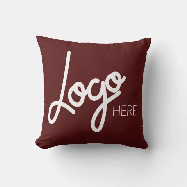 Big Business Logo Promotional Brand Burgundy Red Throw Pillow (Front)