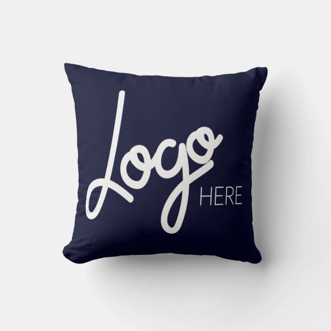 Big Business Logo Promotional Brand Navy Throw Pillow (Front)