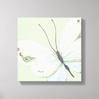 Big Butterfly on Polka Dots Canvas Print