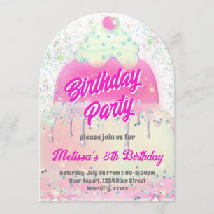 Big cake design girl Birthday Party Invitation