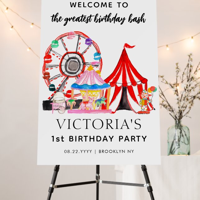 Big Carnival Circus Festival Birthday Welcome Sign (In Situ (Stand))