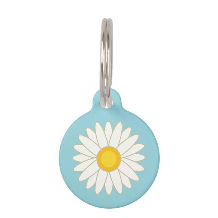big cartoon daisy flower with custom info pet id tag zazzle com