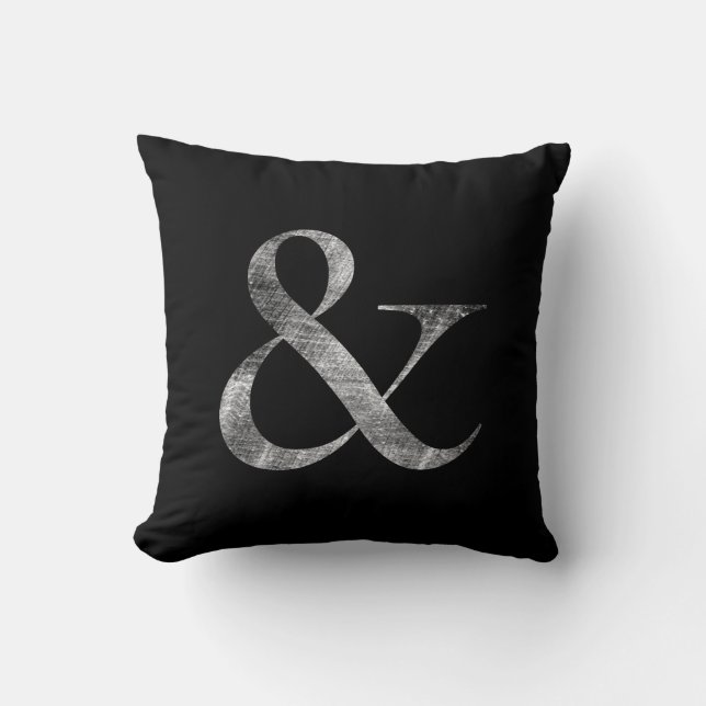 Big Caslon Medium White Letterpress Grain Throw Pillow (Front)