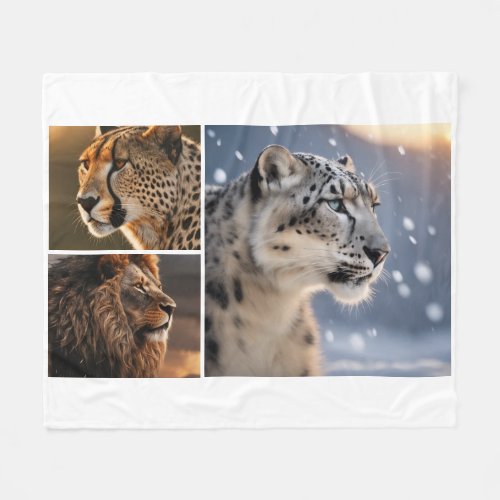 Big cat african lion cheetah snow leopard animal fleece blanket