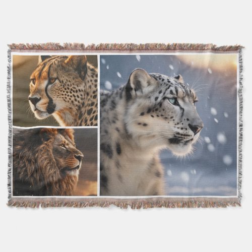 Big cat african lion cheetah snow leopard animal throw blanket