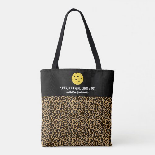 Big Cat Animal Print Custom Pickleball Paddle Tote Bag