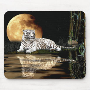 Big Cat Bengal Indian Tiger and Full Moon Mousemat Mouse Pad