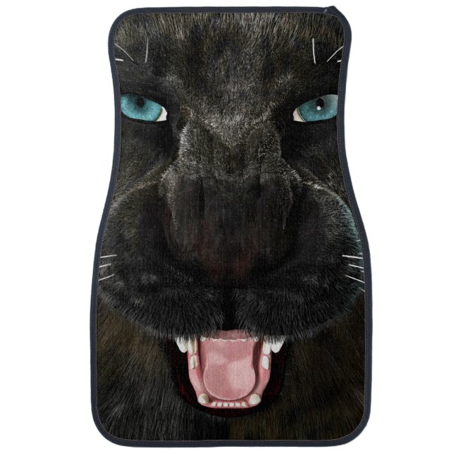 Big Cat Black Panther Car Floor Mat (Front)
