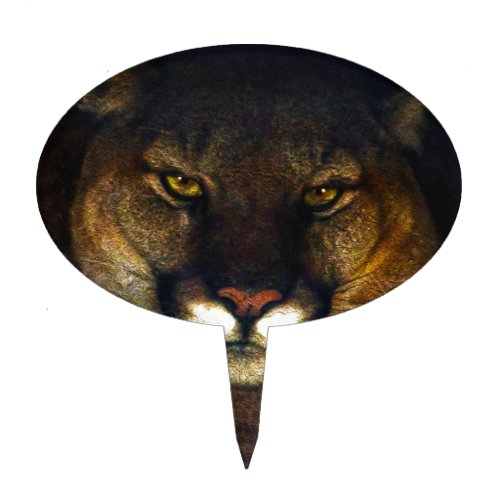 Big Cat Cougar Mountain Lion Art Design Cake Topper