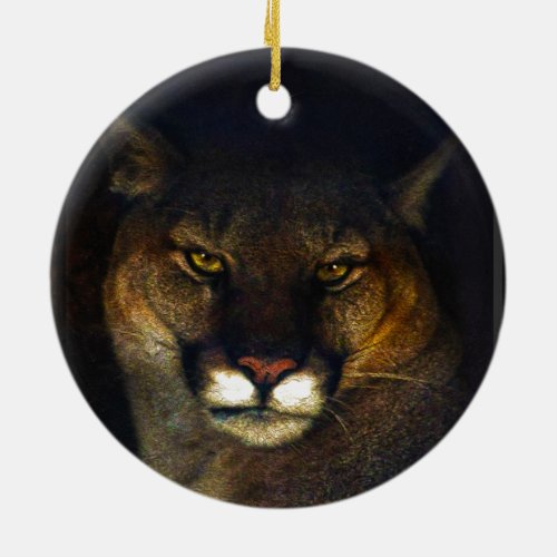 Big Cat Cougar Mountain Lion Art Design Ceramic Ornament