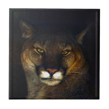 Big Cat Cougar Mountain Lion Art Design Ceramic Tile by RavenSpiritPrints at Zazzle