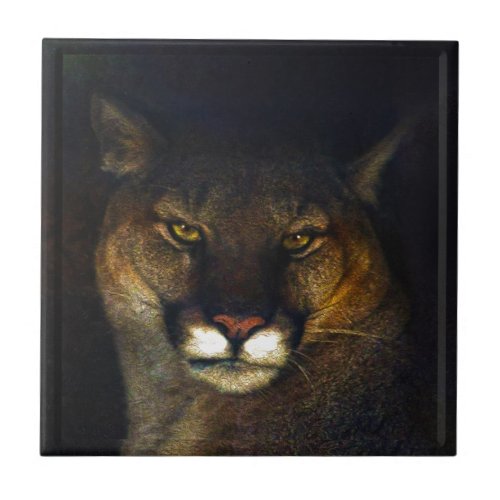 Big Cat Cougar Mountain Lion Art Design Ceramic Tile